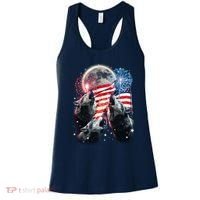 Patriotic Usa American Flag Three Wolves Moon Women's Tank Top thumb 0