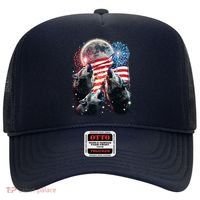 Patriotic Usa American Flag Three Wolves Moon Hat thumb 0