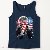 Patriotic Usa American Flag Three Wolves Moon Tank Top thumb 2