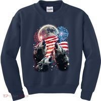 Patriotic Usa American Flag Three Wolves Moon Kids Sweatshirt thumb 0
