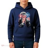 Patriotic Usa American Flag Three Wolves Moon Kids Hoodie thumb 4