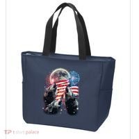 Patriotic Usa American Flag Three Wolves Moon Tote Bag thumb 3
