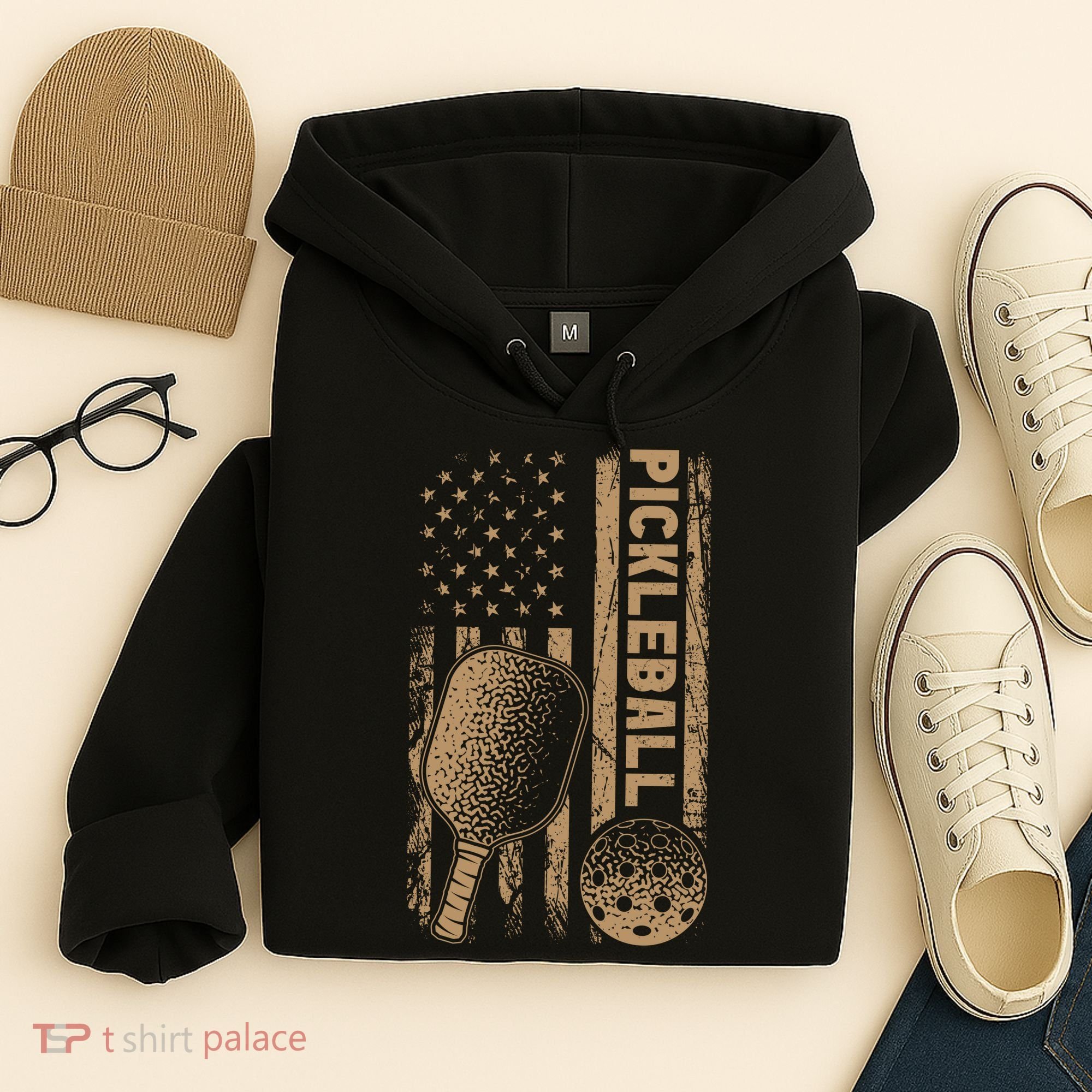 Pickleball Us American Flag Hoodie