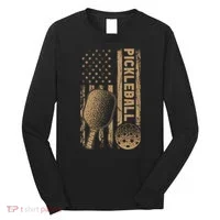 Pickleball Us American Flag Long Sleeve Shirt thumb 0