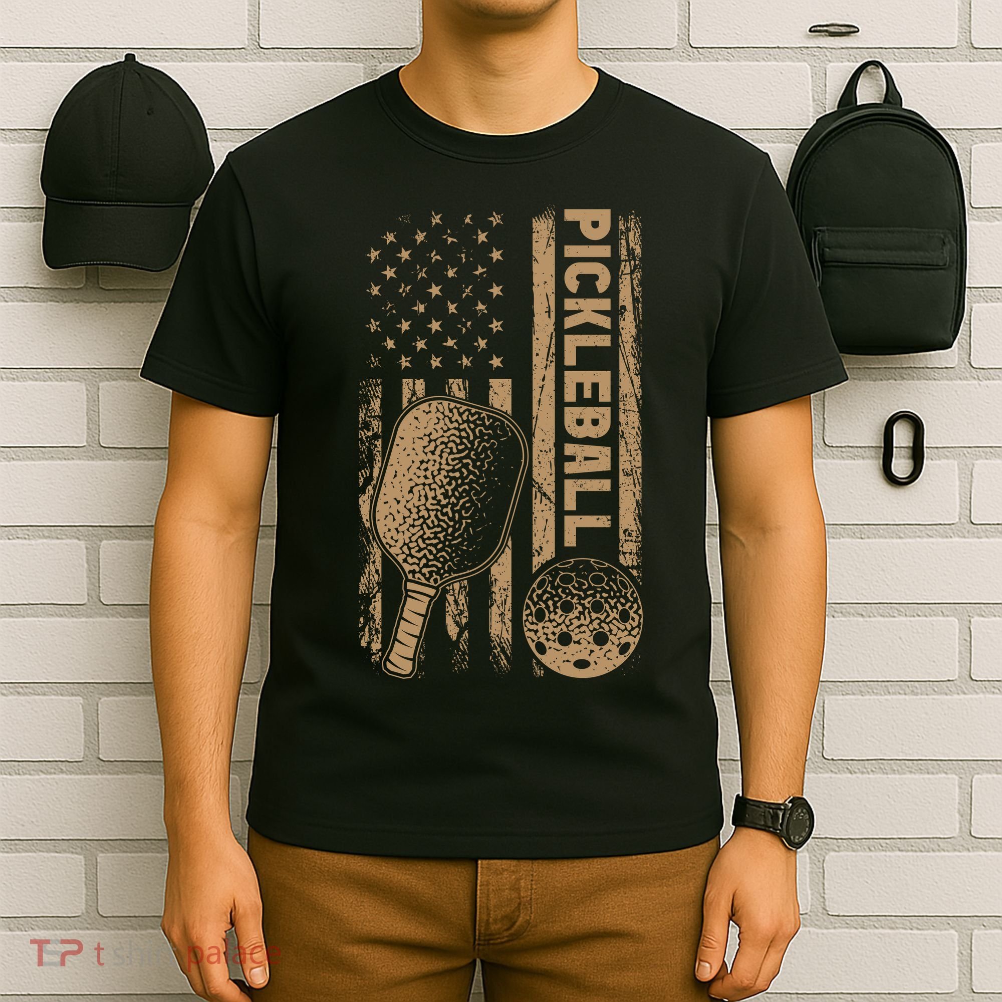 Pickleball Us American Flag T-Shirt