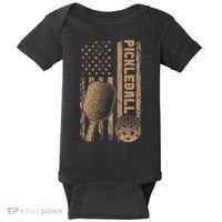 Pickleball Us American Flag Baby Bodysuit thumb 0