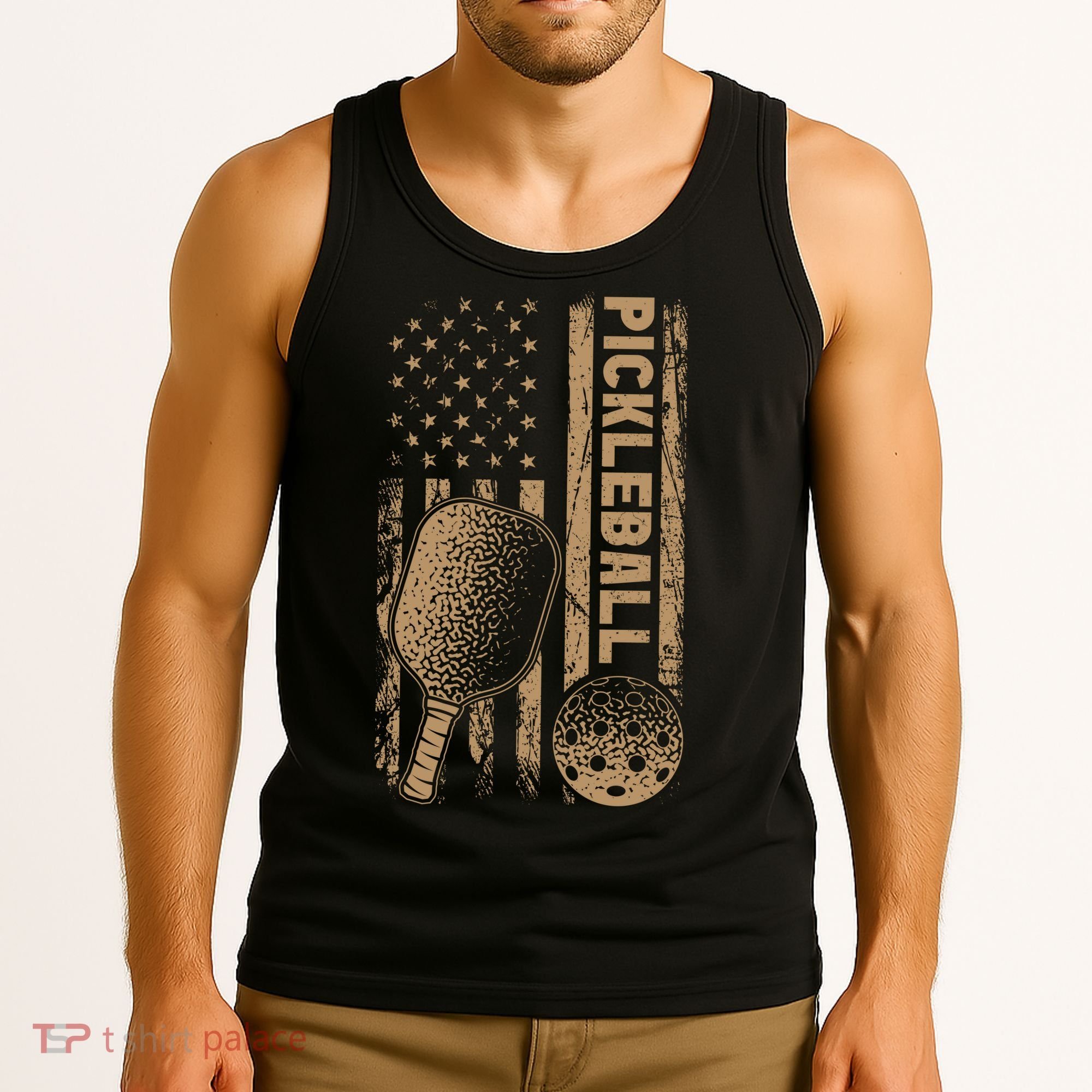 Pickleball Us American Flag Tank Top