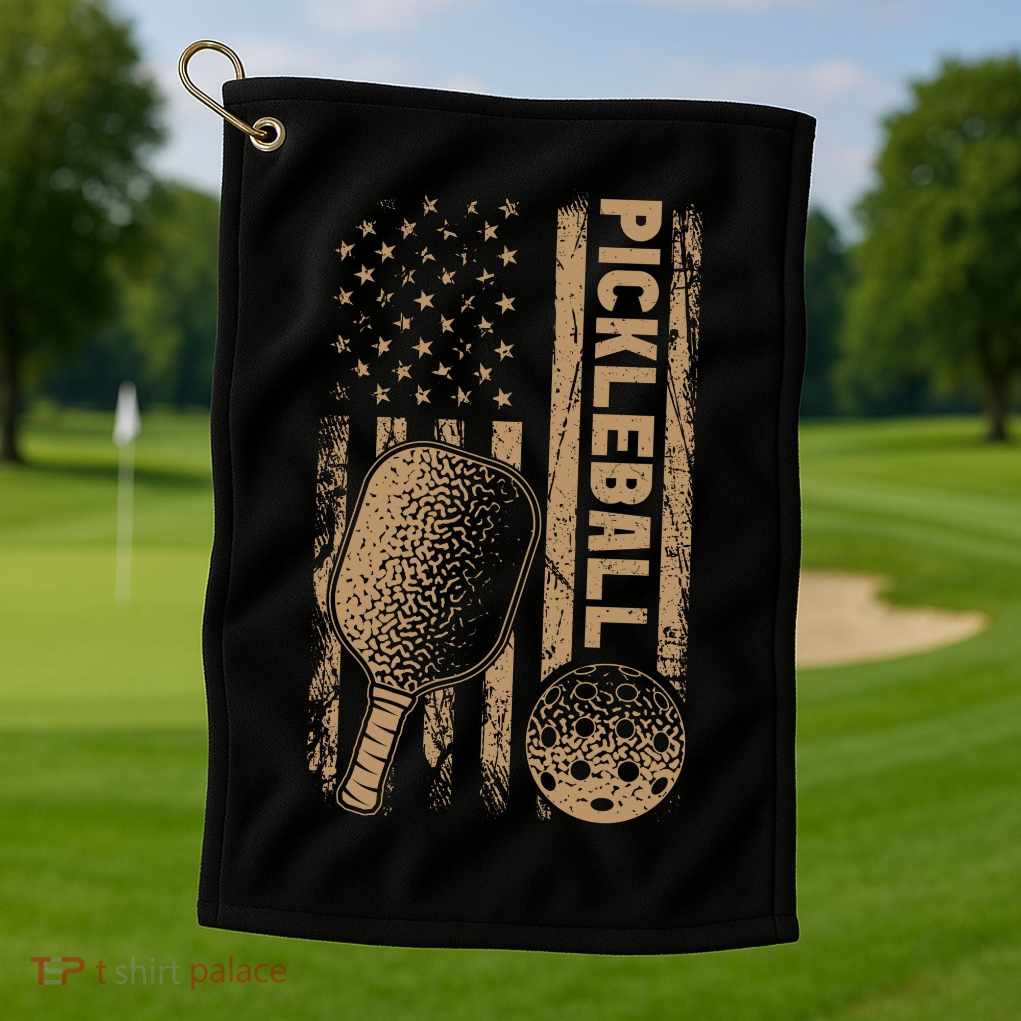 Pickleball Us American Flag Golf Towel