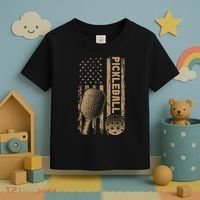 Pickleball Us American Flag Toddler T-Shirt thumb 3