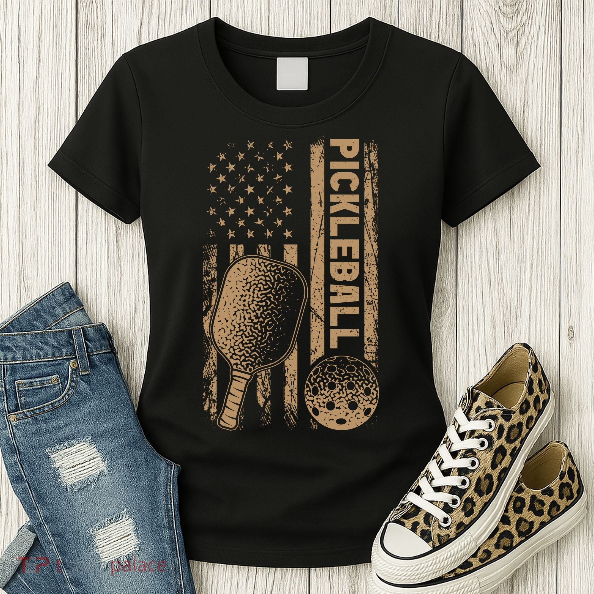 Pickleball Us American Flag Women's T-Shirt