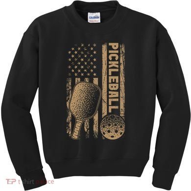 Pickleball Us American Flag Kids Sweatshirt