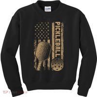 Pickleball Us American Flag Kids Sweatshirt thumb 0
