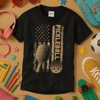 Pickleball Us American Flag Kids T-Shirt thumb 3