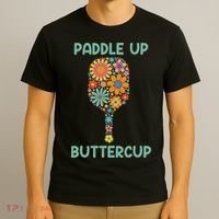 Paddle Up Buttercup Floral Pickleball Paddle T-Shirt thumb 3