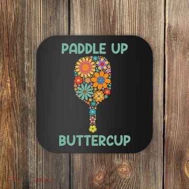 Paddle Up Buttercup Floral Pickleball Paddle Coaster