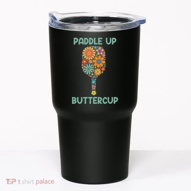 Paddle Up Buttercup Floral Pickleball Paddle Tumbler
