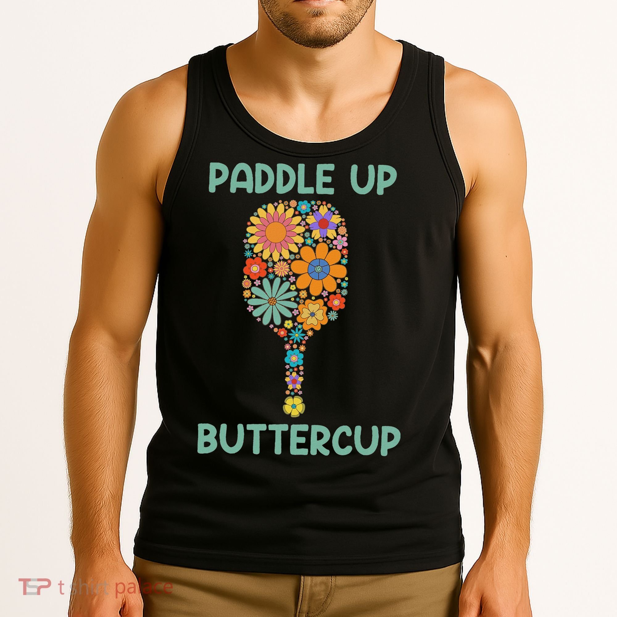 Paddle Up Buttercup Floral Pickleball Paddle Tank Top