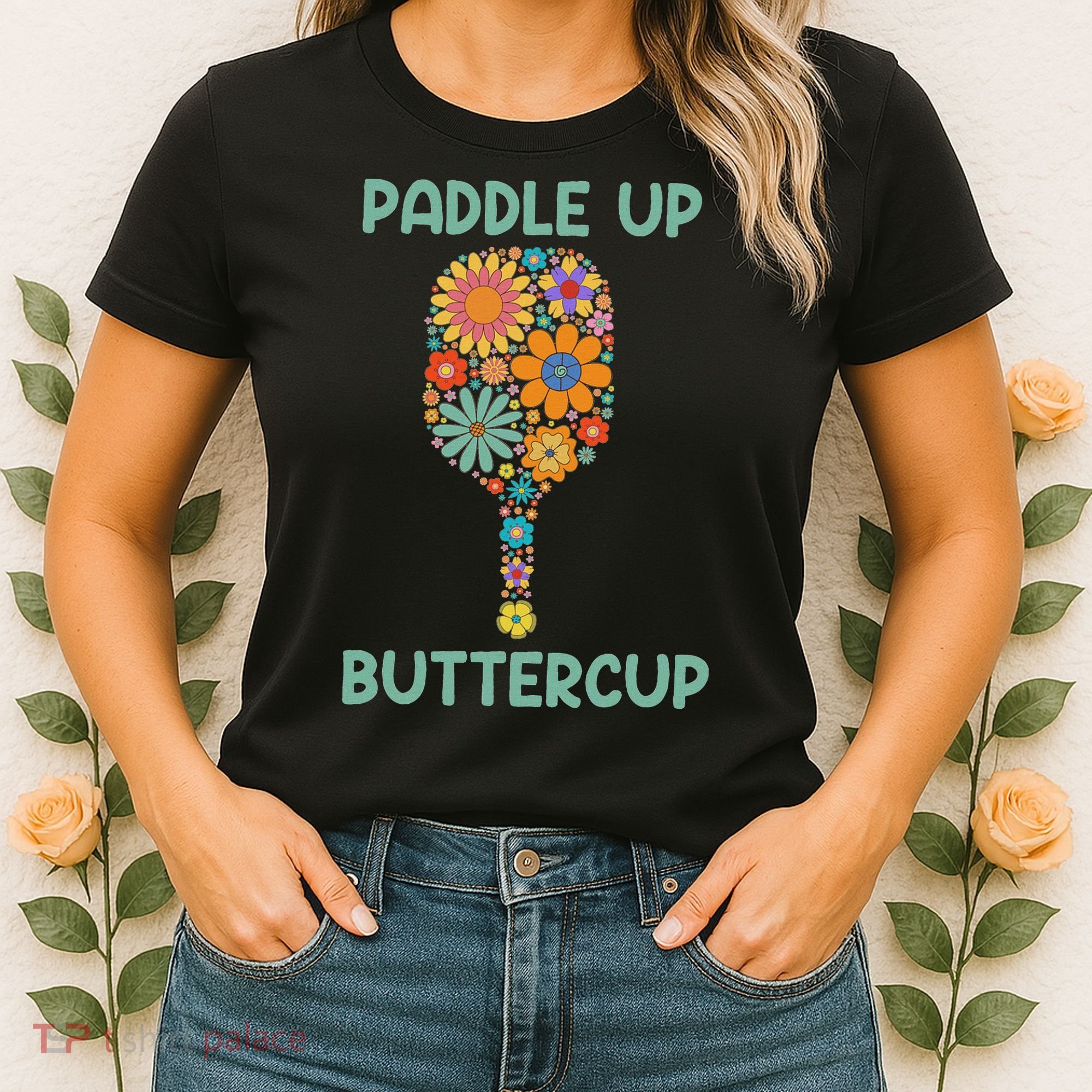 Paddle Up Buttercup Floral Pickleball Paddle Women's T-Shirt