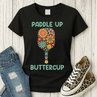 Paddle Up Buttercup Floral Pickleball Paddle Women's T-Shirt thumb 3