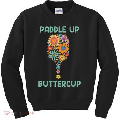 Paddle Up Buttercup Floral Pickleball Paddle Kids Sweatshirt