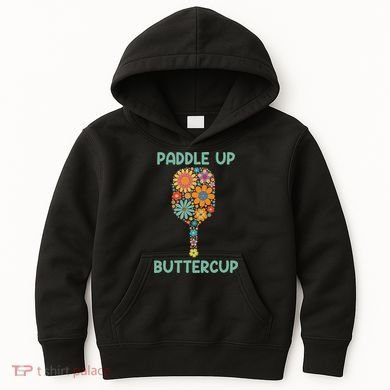 Paddle Up Buttercup Floral Pickleball Paddle Kids Hoodie