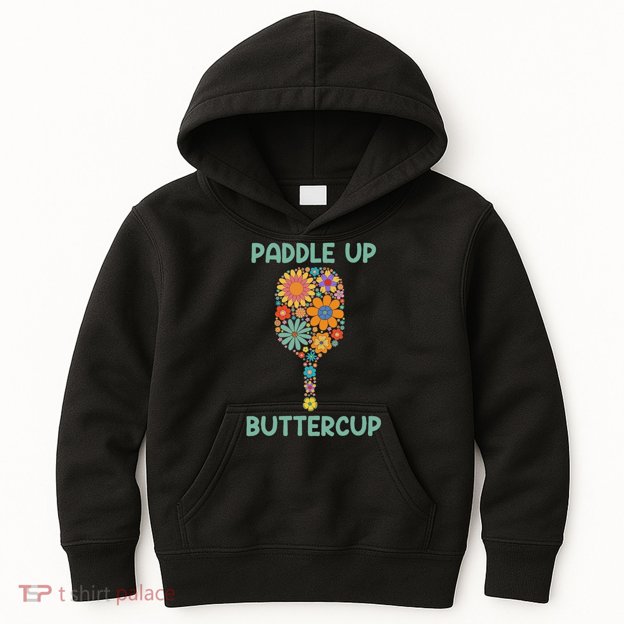 Paddle Up Buttercup Floral Pickleball Paddle Kids Hoodie