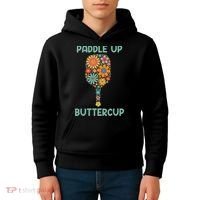 Paddle Up Buttercup Floral Pickleball Paddle Kids Hoodie thumb 4
