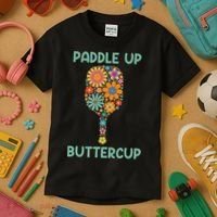 Paddle Up Buttercup Floral Pickleball Paddle Kids T-Shirt thumb 3