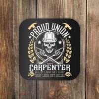 Proud Union Carpenter Woodworking Carpentry Woodworker Coaster thumb 0