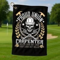 Proud Union Carpenter Woodworking Carpentry Woodworker Golf Towel thumb 1