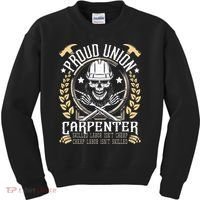 Proud Union Carpenter Woodworking Carpentry Woodworker Kids Sweatshirt thumb 0