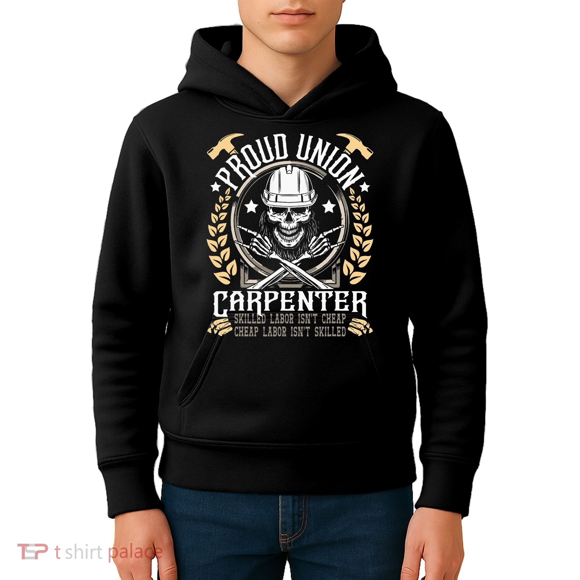 Proud Union Carpenter Woodworking Carpentry Woodworker Kids Hoodie