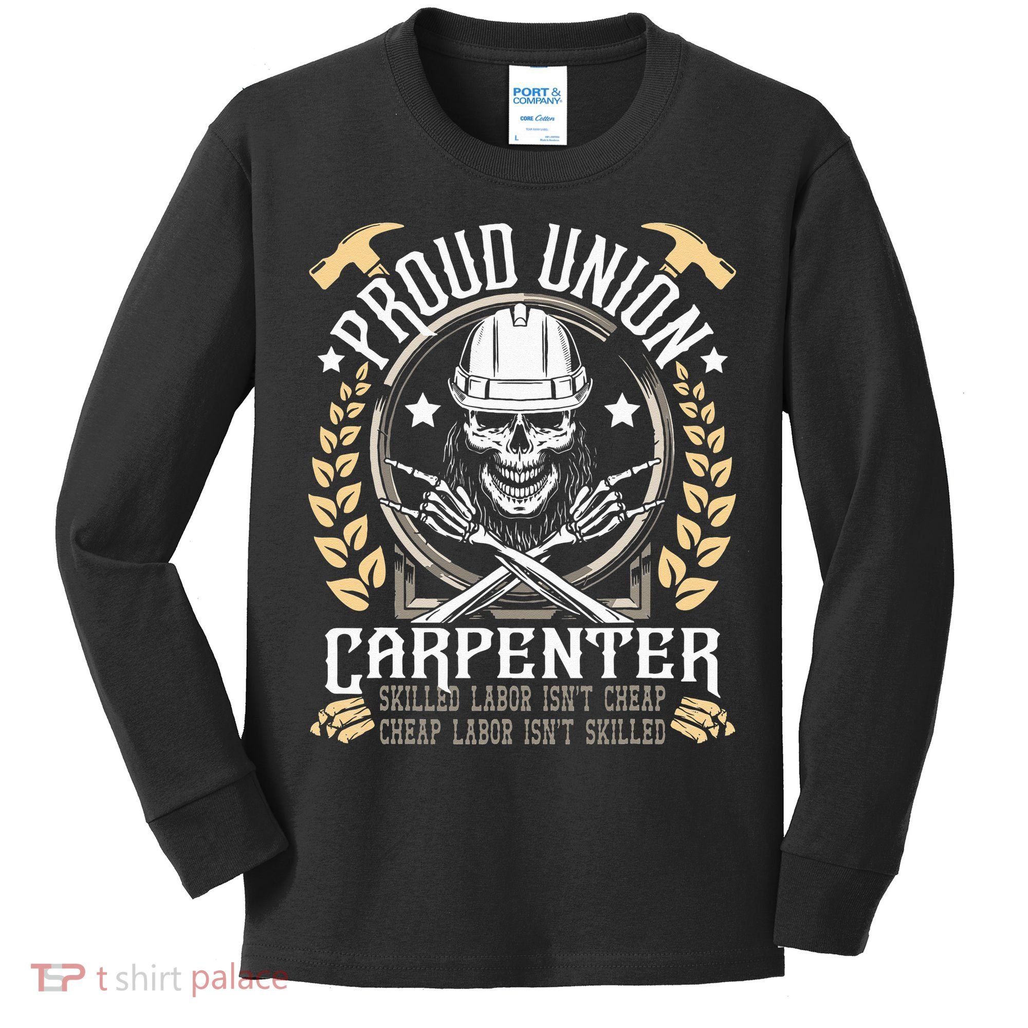 Proud Union Carpenter Woodworking Carpentry Woodworker Kids Long Sleeve Shirt