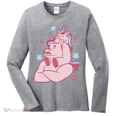 Papa Unicorn Cute Gift Women's Long Sleeve Shirt