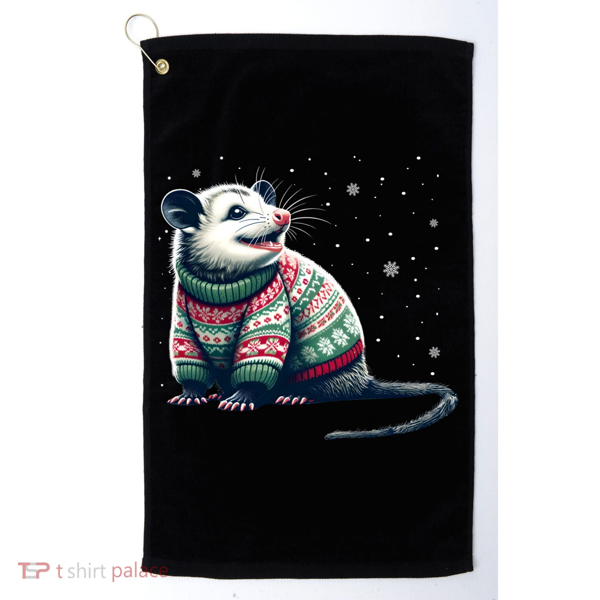 Possum Ugly Christmas Sweater Opposum Lover Rodent Owner Golf Towel