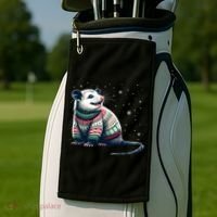 Possum Ugly Christmas Sweater Opposum Lover Rodent Owner Golf Towel thumb 2