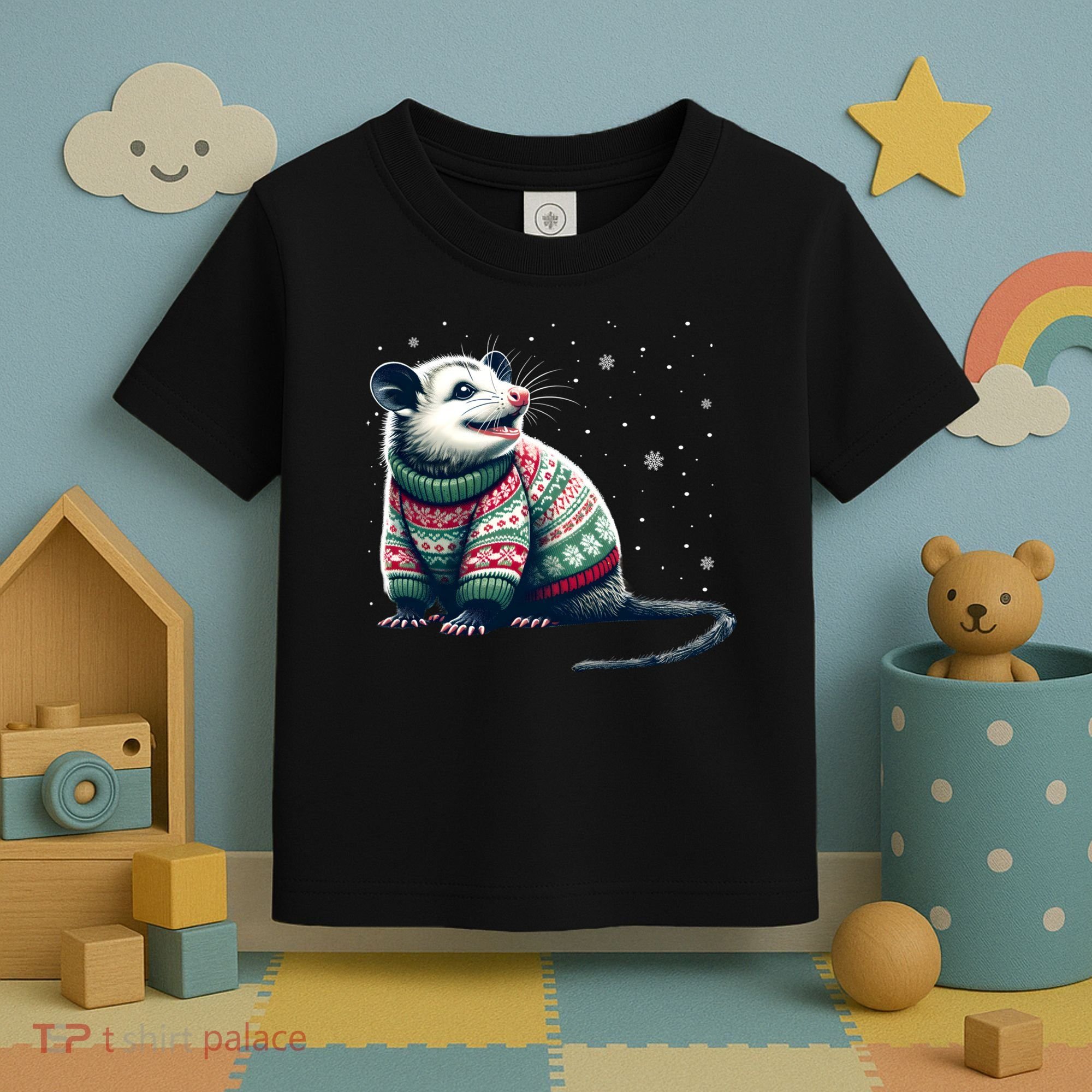 Possum Ugly Christmas Sweater Opposum Lover Rodent Owner Toddler T-Shirt