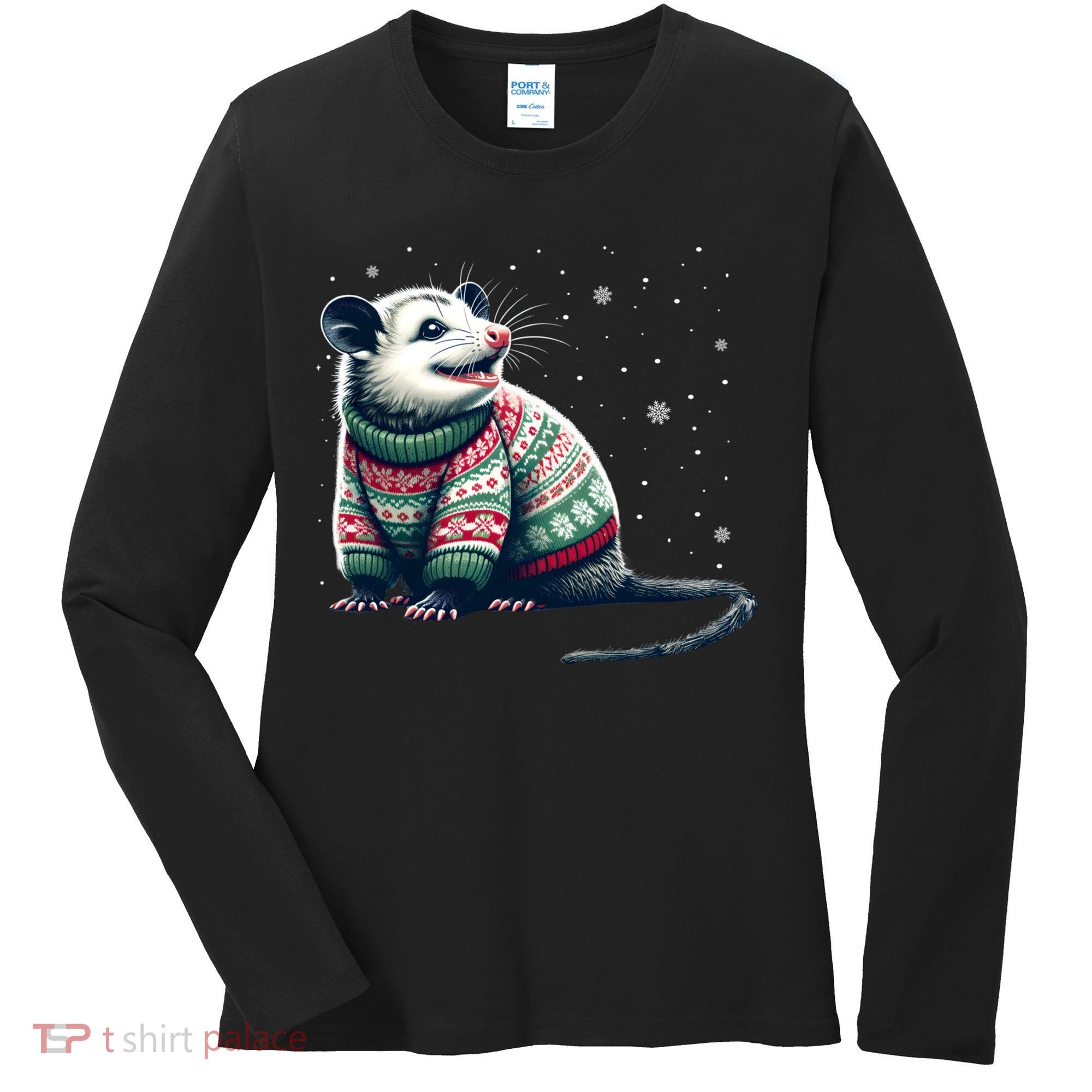 Possum Ugly Christmas Sweater Opposum Lover Rodent Owner Women's Long Sleeve Shirt