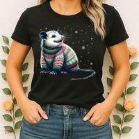 Possum Ugly Christmas Sweater Opposum Lover Rodent Owner Women's T-Shirt thumb 2