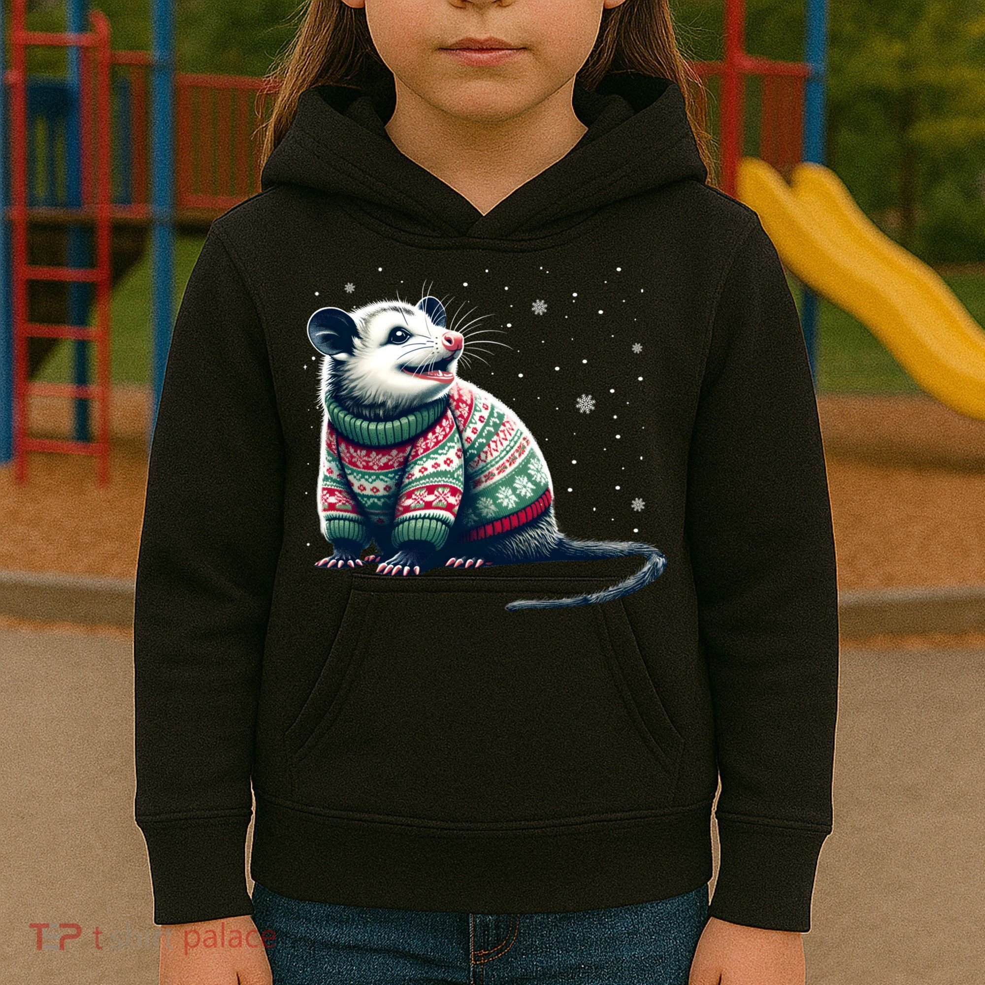Possum Ugly Christmas Sweater Opposum Lover Rodent Owner Kids Hoodie