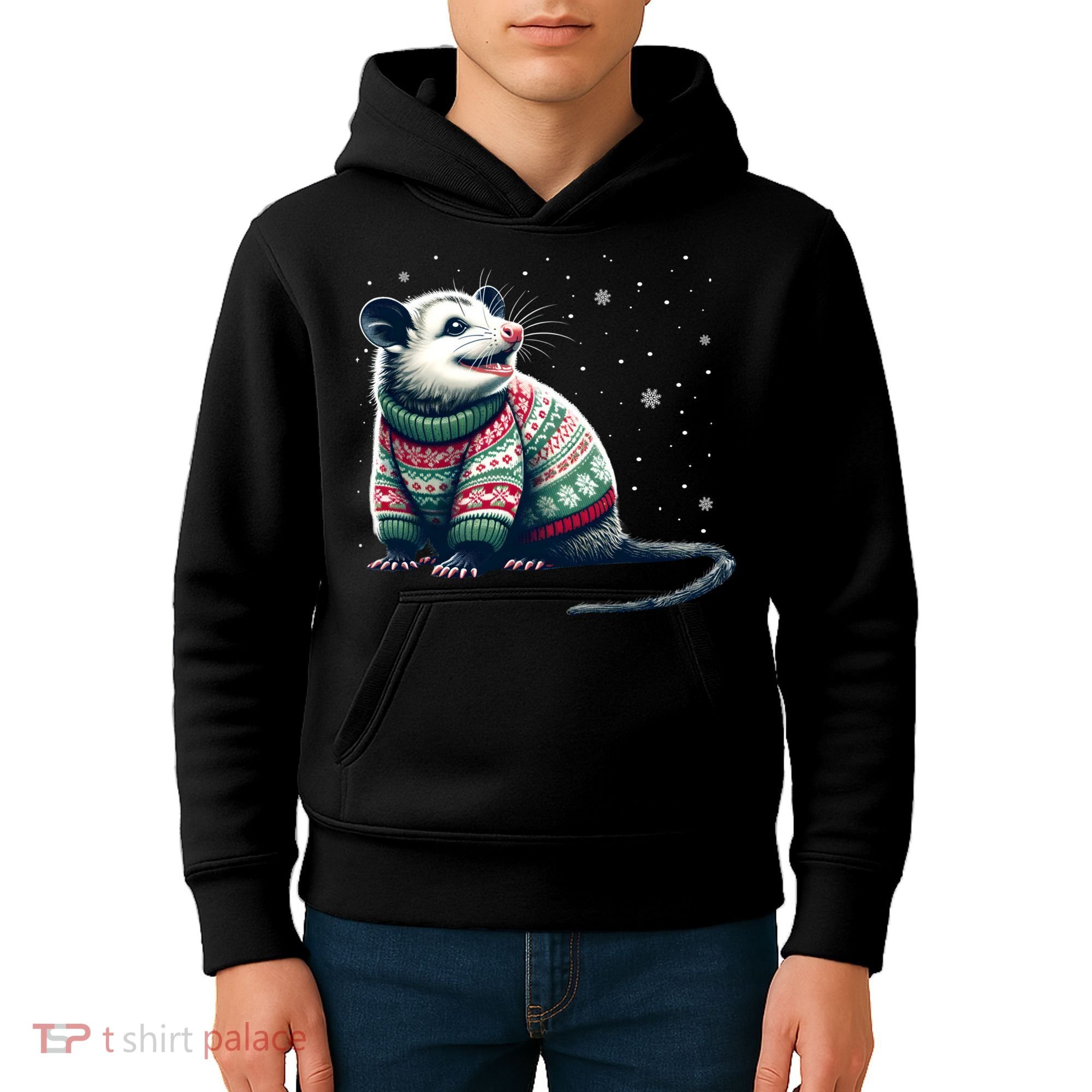 Possum Ugly Christmas Sweater Opposum Lover Rodent Owner Kids Hoodie