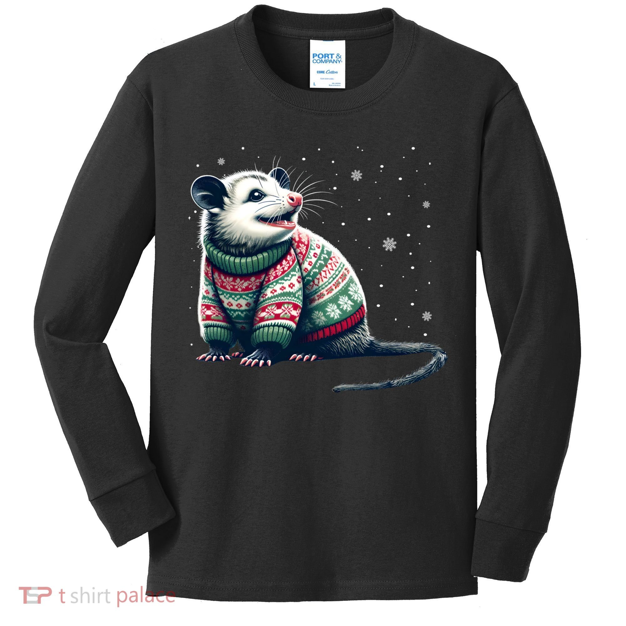 Possum Ugly Christmas Sweater Opposum Lover Rodent Owner Kids Long Sleeve Shirt