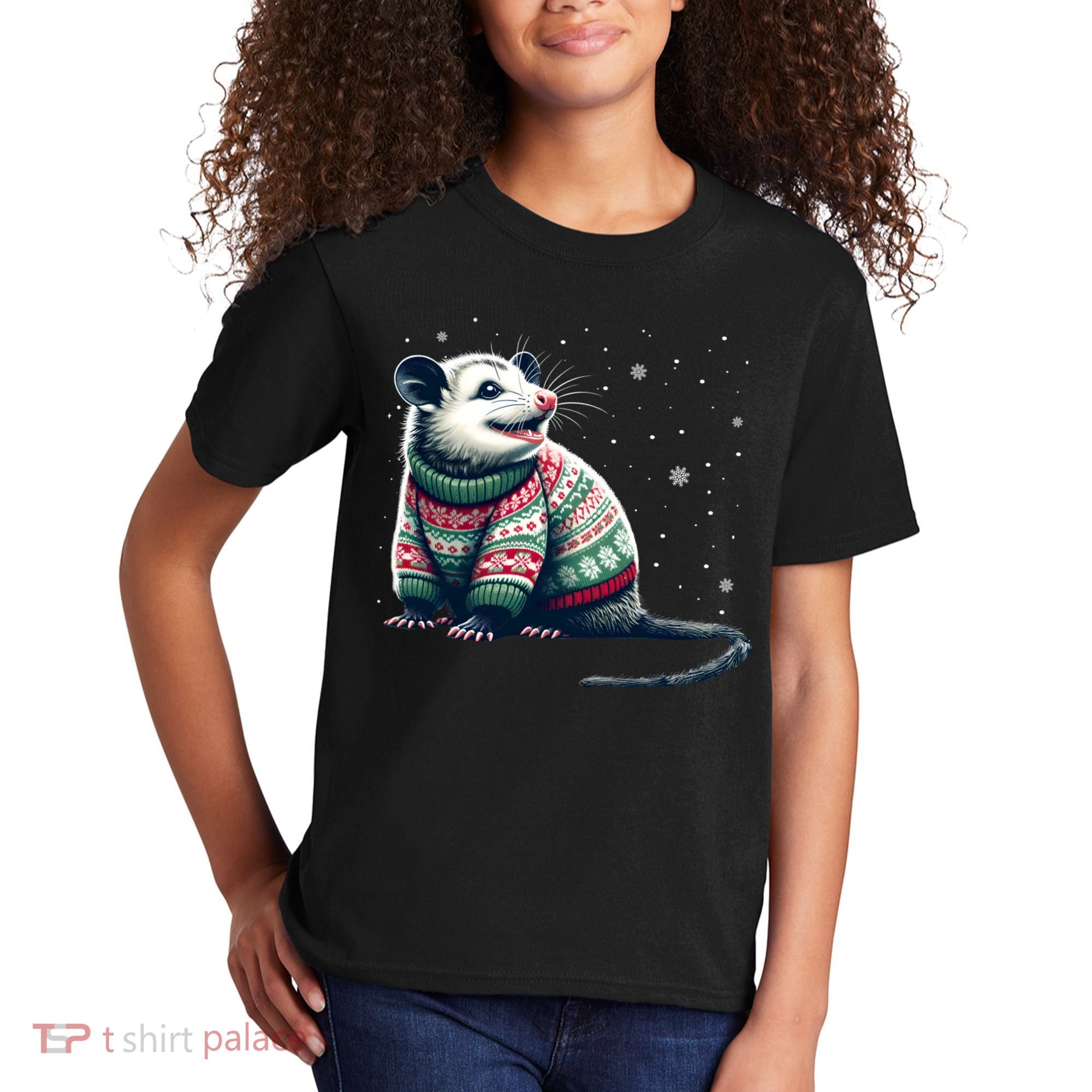 Possum Ugly Christmas Sweater Opposum Lover Rodent Owner Kids T-Shirt