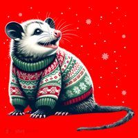 Possum Ugly Christmas Sweater Opposum Lover Rodent Owner Santa Hat thumb 1