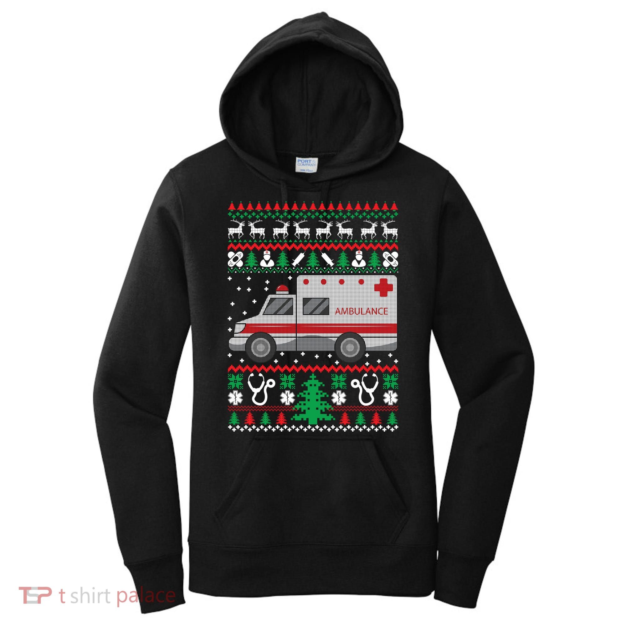 Paramedic Ugly Christmas Funny Gift Holiday Emt Ems Funny Gift Women's Hoodie
