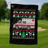Paramedic Ugly Christmas Funny Gift Holiday Emt Ems Funny Gift Golf Towel thumb 1