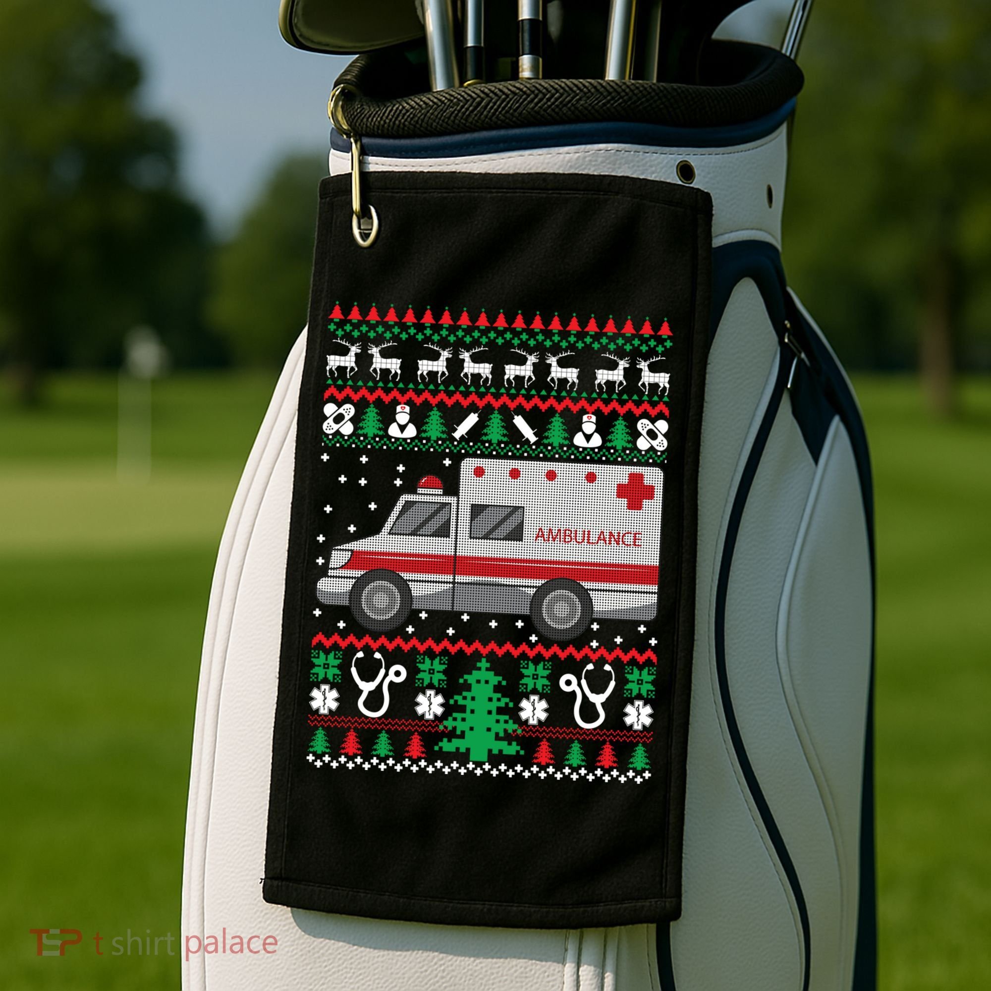 Paramedic Ugly Christmas Funny Gift Holiday Emt Ems Funny Gift Golf Towel