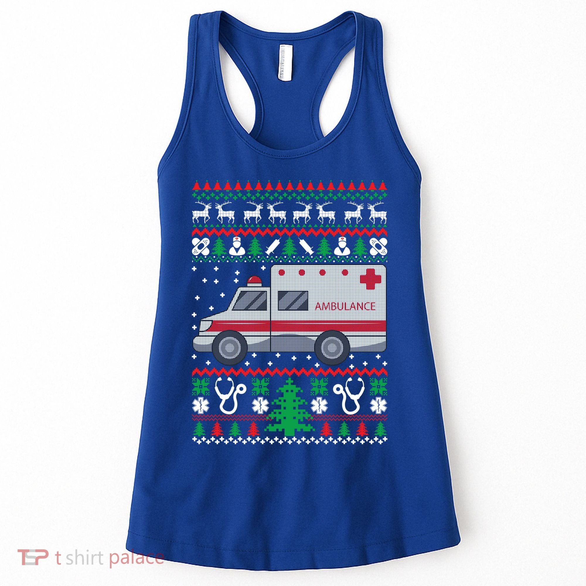 Paramedic Ugly Christmas Funny Gift Holiday Emt Ems Funny Gift Women's Tank Top
