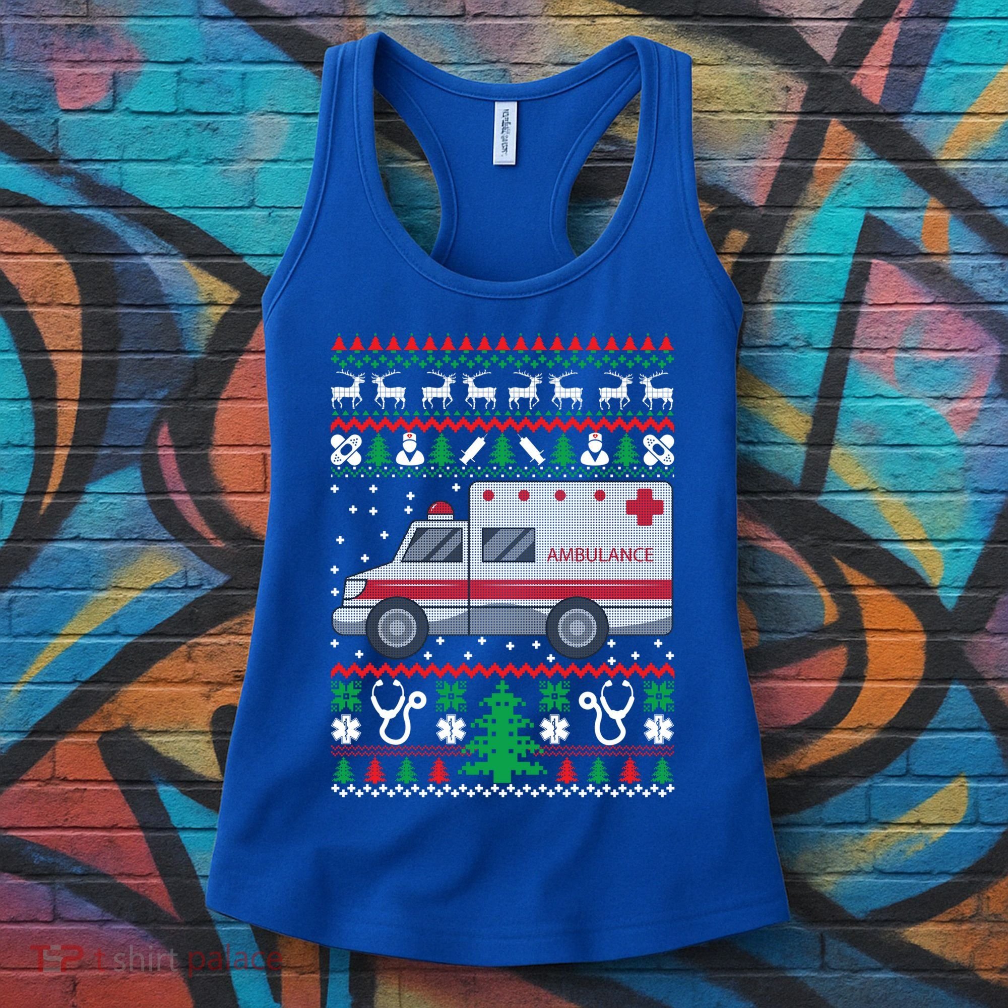 Paramedic Ugly Christmas Funny Gift Holiday Emt Ems Funny Gift Women's Tank Top