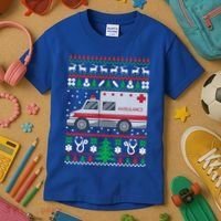 Paramedic Ugly Christmas Funny Gift Holiday Emt Ems Funny Gift Kids T-Shirt thumb 3